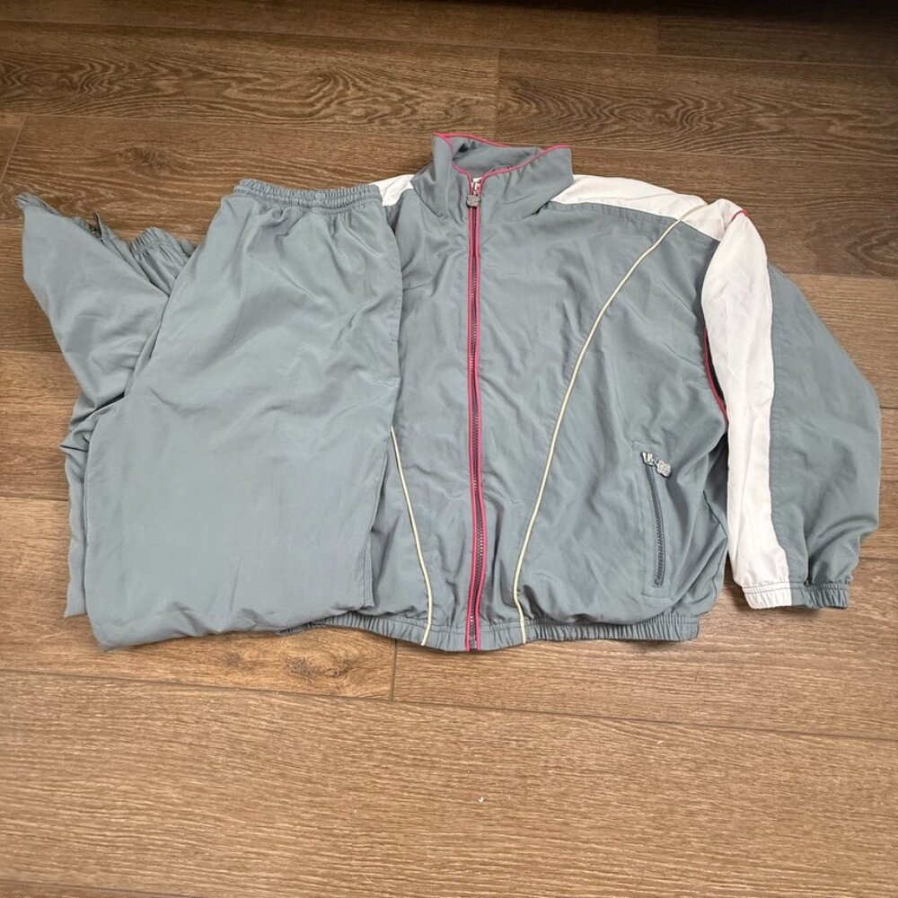 VINTAGE Women's Kaelin Tennis Warm-Up Tracksuit, sz L, Gray, 2 Piece, Athletic